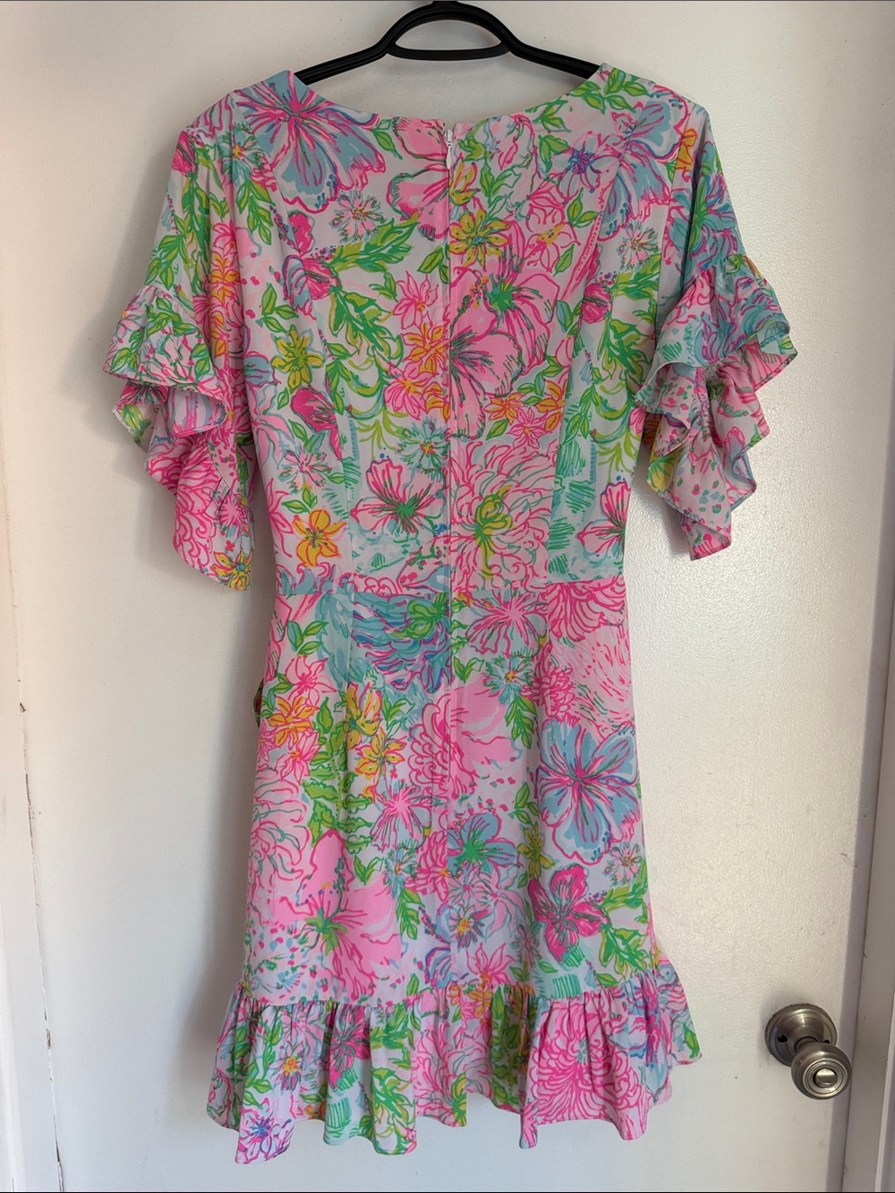 Lilly Pulitzer Pink Floral Midi Dress with Green & Blue Accents - Picture 9 of 9